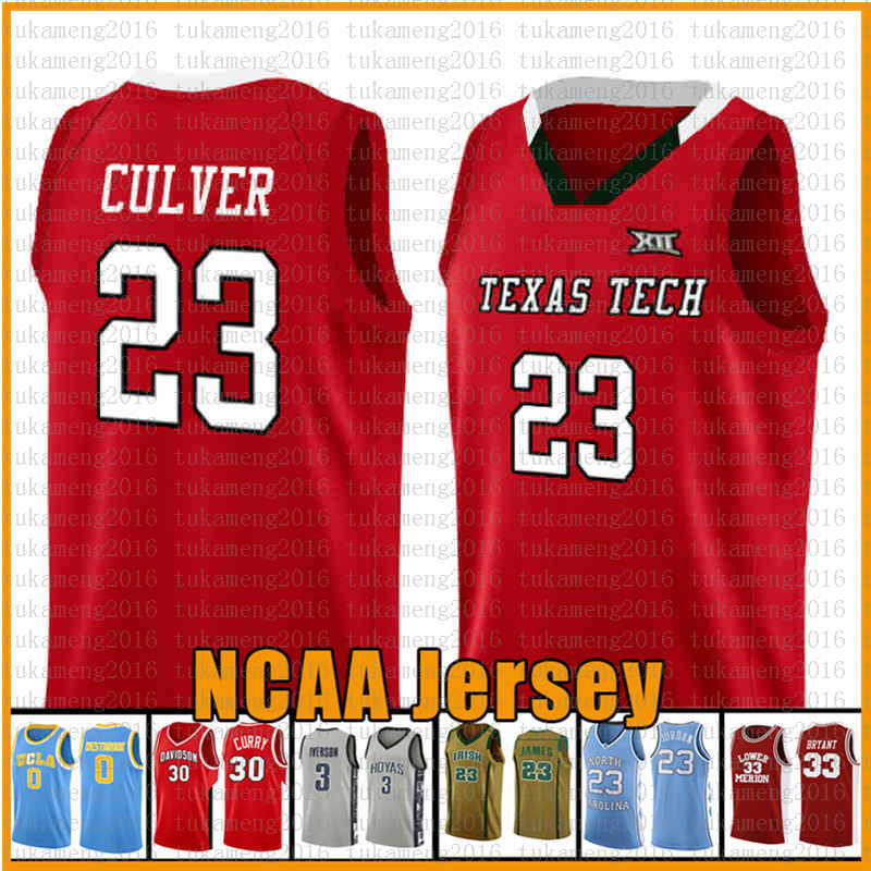 

23 Culver Texas Tech Red Raider NCAA Colloege Basketball Jersey Murray State Racers University 2 Leonard 3 Wade 11 Irving 30 Curry, Please buy 10 piece - if only need logos