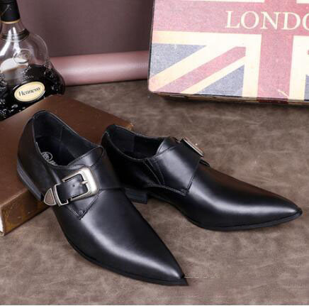 

2020 Pointed Toe Mens Dress Shoes Business Leather Wedding Loafer Floral Print Men Flats Office Party Formal Shoes 38-46, Black
