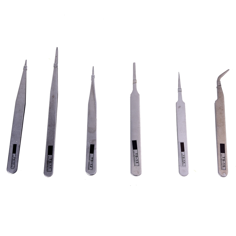

6x Brucelles Tweezers pliers Antistatic Tweezers TS-10/11/12/13/14/15 For PCBs