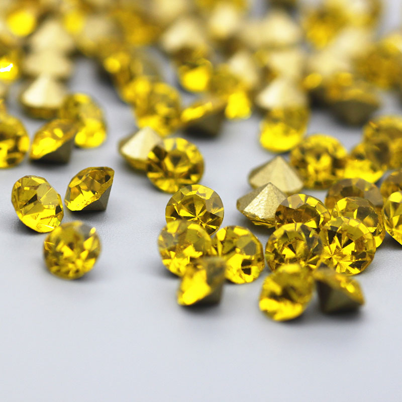 

Fresh Lemon Yellow Tipped Flash Rhinestone Fabric Clothing Embellished With Nail Art Rhinestones Manicure Decorative Gemstone