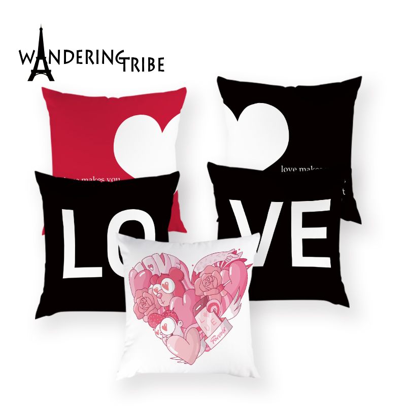 

Cushion/Decorative Pillow Love Red Case Valentine's Day Present Cushion Cover Polyester Lips One Arrow Through Heart Home Decor Bed Pillows, L1967-4