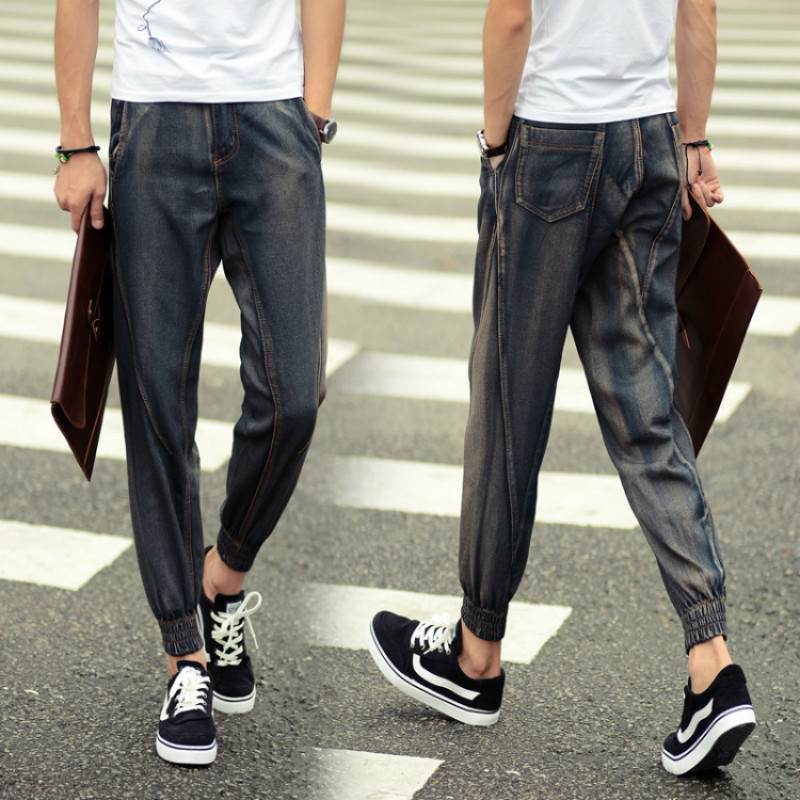 

Harem Pants Men Denim Hip Hop Jeans Men Pants Fashion High Street Casual Trousers Pantalon Homme Mens Joggers Streetwear 5XL, Gray