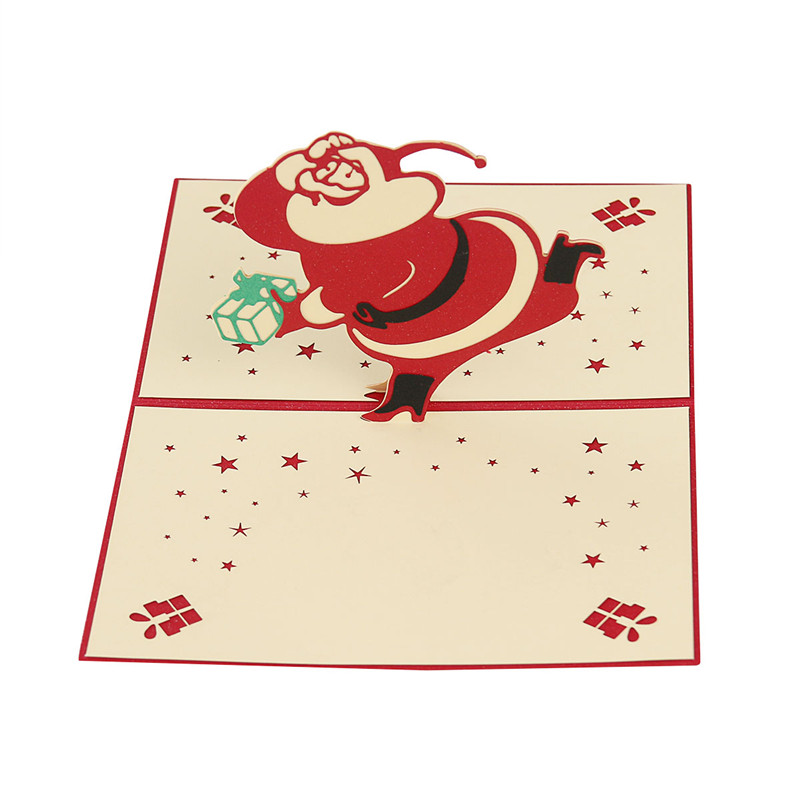 

Christmas Card 3D Up Cards Merry Christmas Winter Holiday Greeting Cards Gifts Snowflake W3