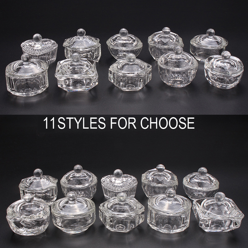 

Acrylic Powder Liquid Crystal Glass Dappen Dish Lid Bowl Cup Holder For Nail Art Acrylic Powder Liquid