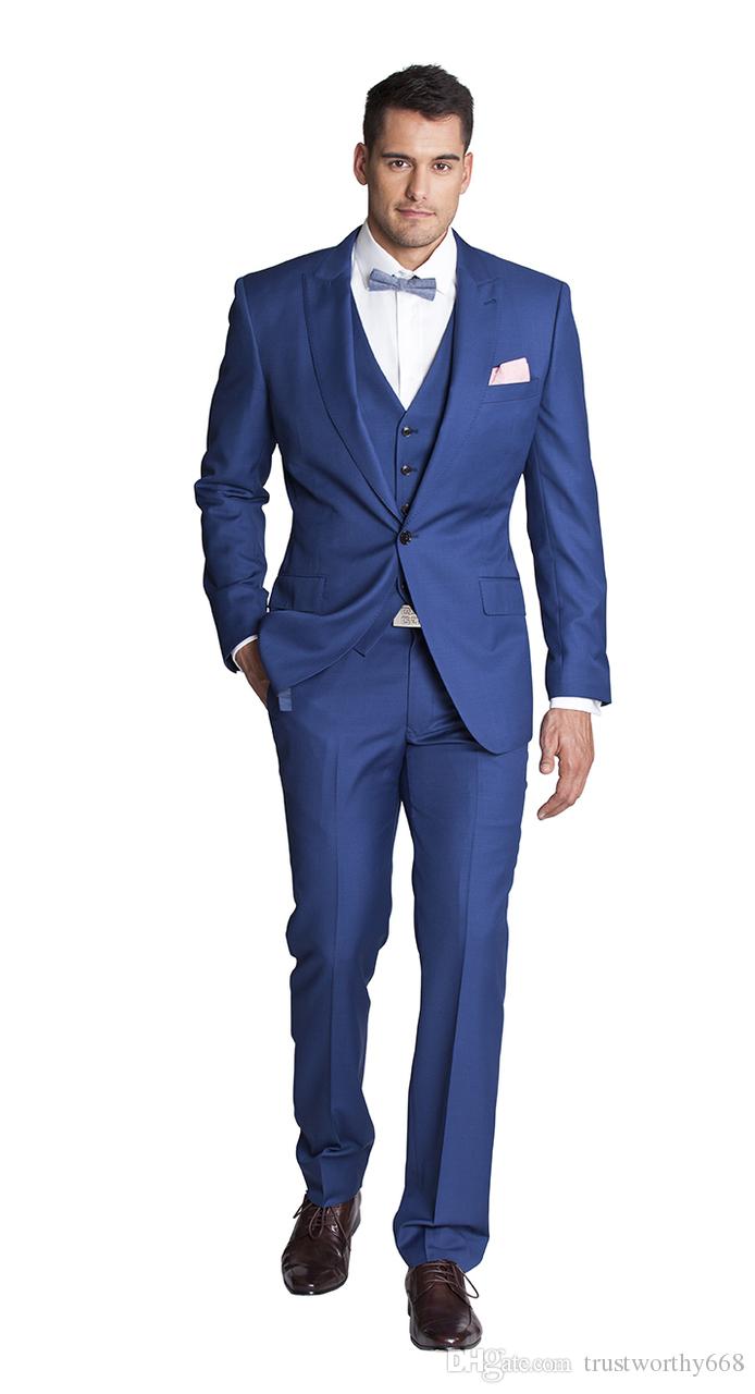 

Popular One Button Groomsmen Peak Lapel Groom Tuxedos Men Suits Wedding/Prom Best Man Blazer ( Jacket+Pants+Vest+Tie) 504, Same as image