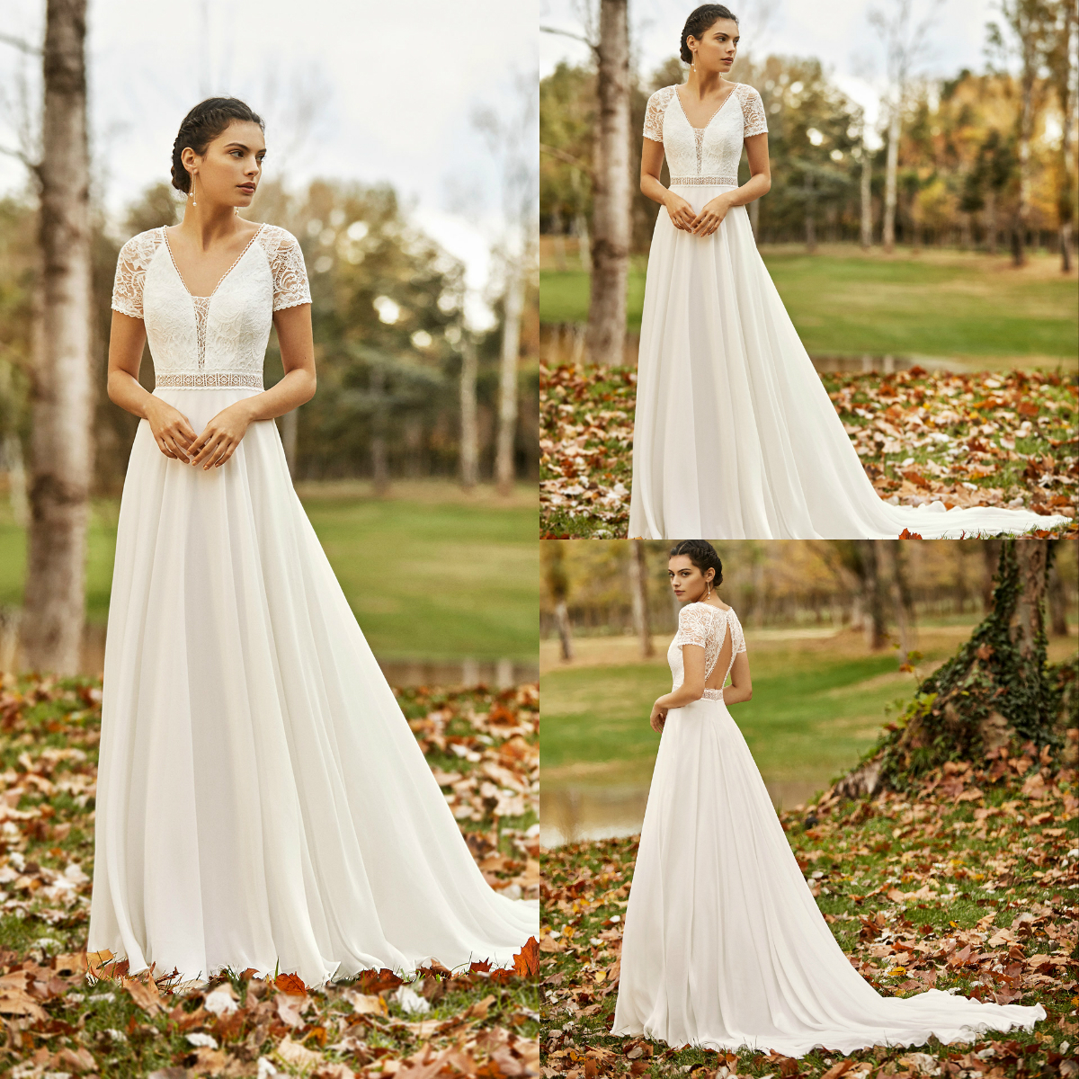 

2020 Gali Karten Boho Wedding Dresses A Line Appliqued V Neck Short Sleeve Robes De Mariée Country Bridal Gowns Bohemia Wedding Dress, Burgundy