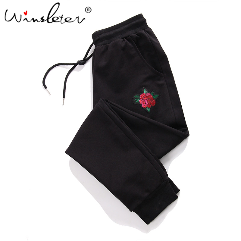 

Spring Korean Clothes Harem Pants Loose Chic Sequins Rose Pocket Plus Size 5XL Women Stretchy Sport Ladies Trousers 2020 B06018, Black pants
