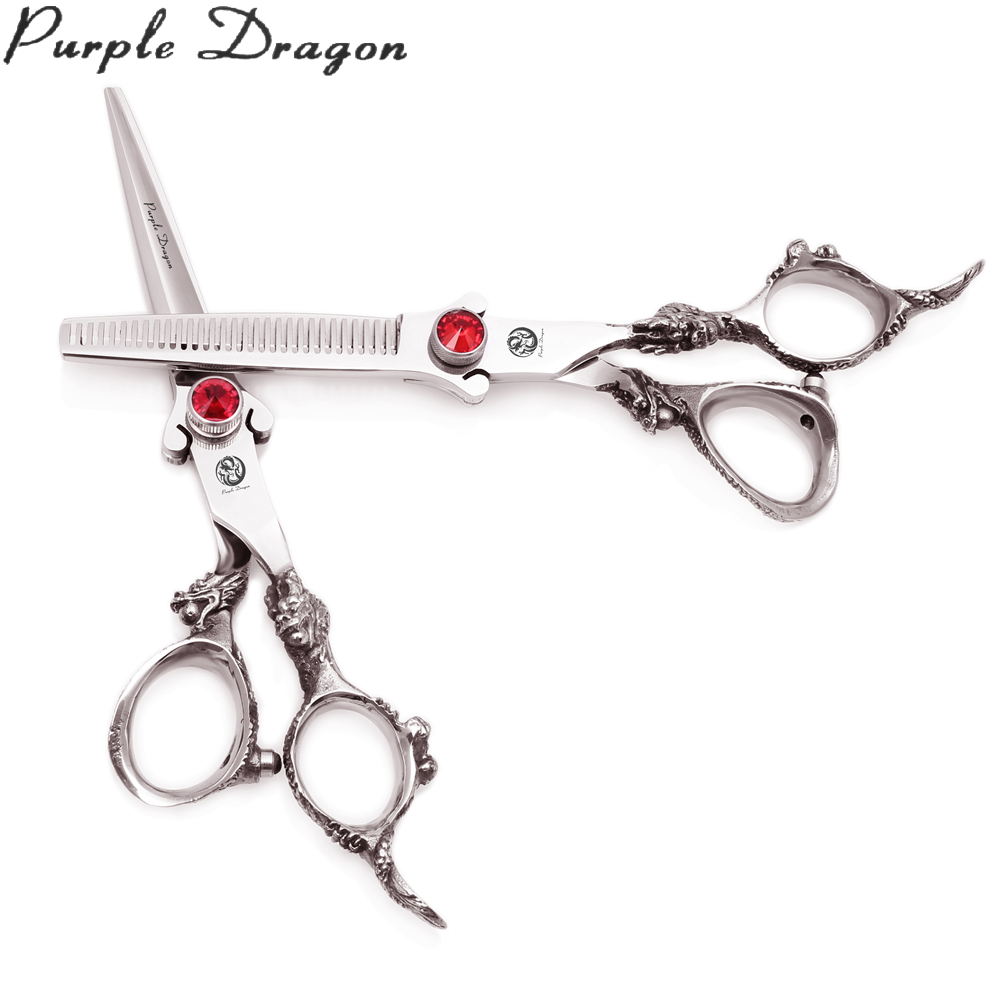 

Hair Cutting Scissors 6" Purple Dragon JP 440C Professional Hairdresssing Scissors Thinning Shears Barber Shop Haircut Set High Quality 9007