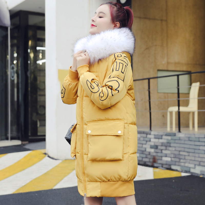 

New Arrival 2019 Winter Jacket Women Outwear With Fur Collar Hooded Padded Female Coat Warm Long Winter Parka Abrigo Mujer, Black