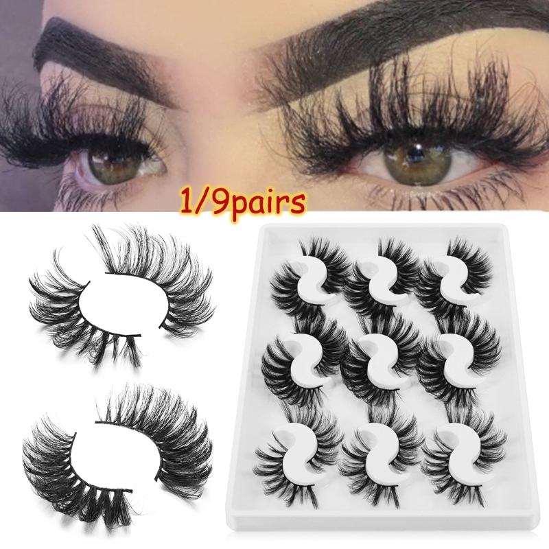

Hot Sale 9 Pairs Mixed Style False Eyelashes Wispies Fluffy Natural Long Lashes Extension Eye Makeup Tools Handmade Cruelty-free
