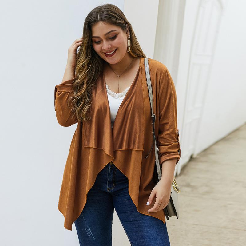 

4XL Large Size Coat Overcoat Solid Color Autumn and Winter Tops Women Jacket Women Jacket, Coffee