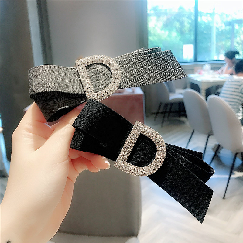 

2020 New Korea Style cute girl Hairpin Fabric Bow letter Rhinestone Spring Hair Clips for Women Hair Accessories Wholesale