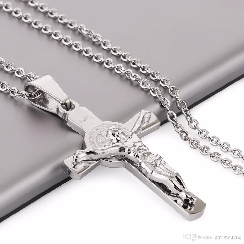 

Jesus Piece Cross Necklaces & Pendants for Women Stainless Steel Chain Necklace Christian Crucifix Jewelry Men Gifts