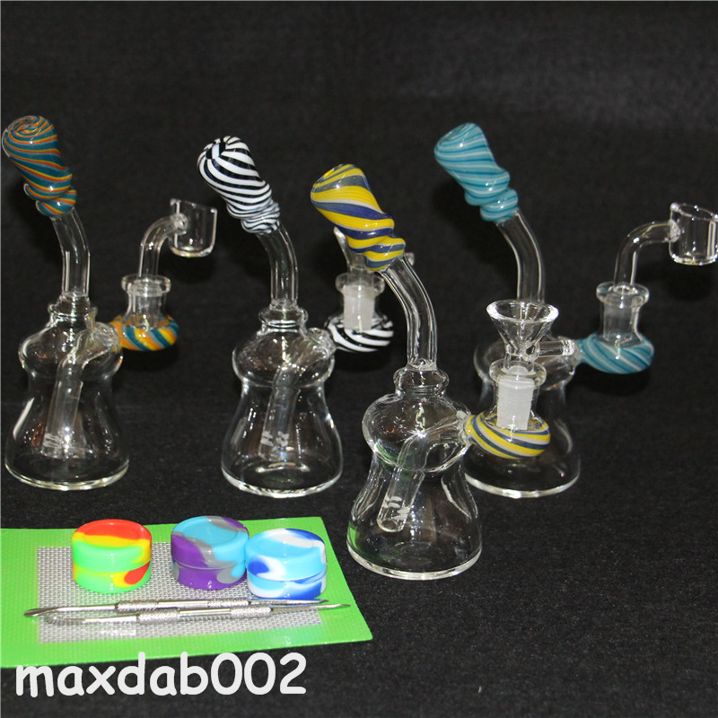 

hookahs Dab Oil Rigs bongs 6.3 inches with 14.5mm Male Joint Recycler Glass Bong Perc Quartz Banger Carb Cap Water Pipes