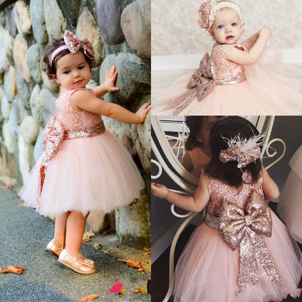 pink and gold infant dress