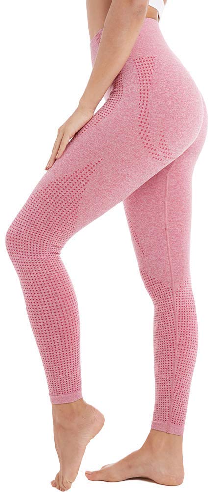 

Women Leggings Yoga Pants High Waist Tummy Control Seamless Gym Workout Leggings, Pink