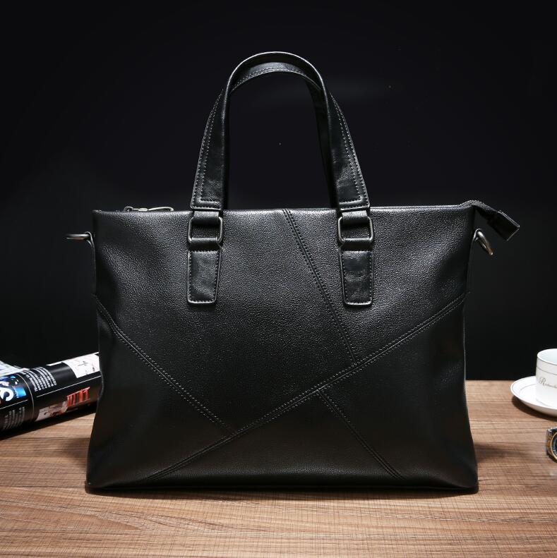 

Wholesale brand men handbag simple sewing casual handbags multi-pocket horizontal business briefcase soft leather shoulder bag computer bag