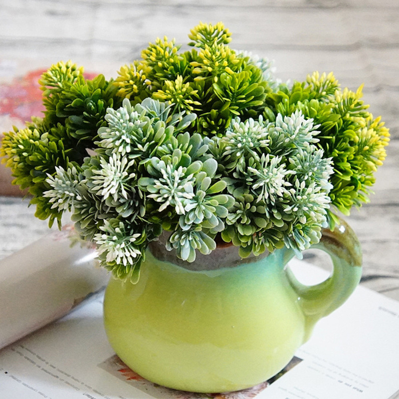 

Fake Plant Artificial Flowers Arhat Leaves Green Grass Bonsai Flower Arranging Accessories, Yellow