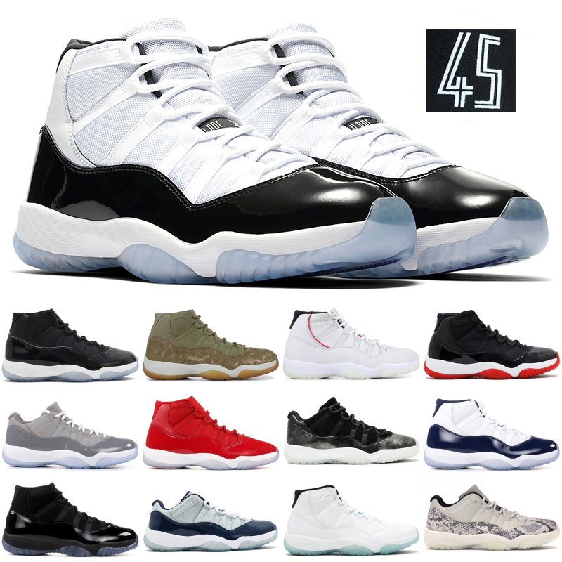 

Stylist Concord 45 Basketball Shoes Platinum Tint Bred Men Running Trainer 11 Cap and Gown Low Snake Midnight Navy Sport Sneakers US 36-47, No.2-bred