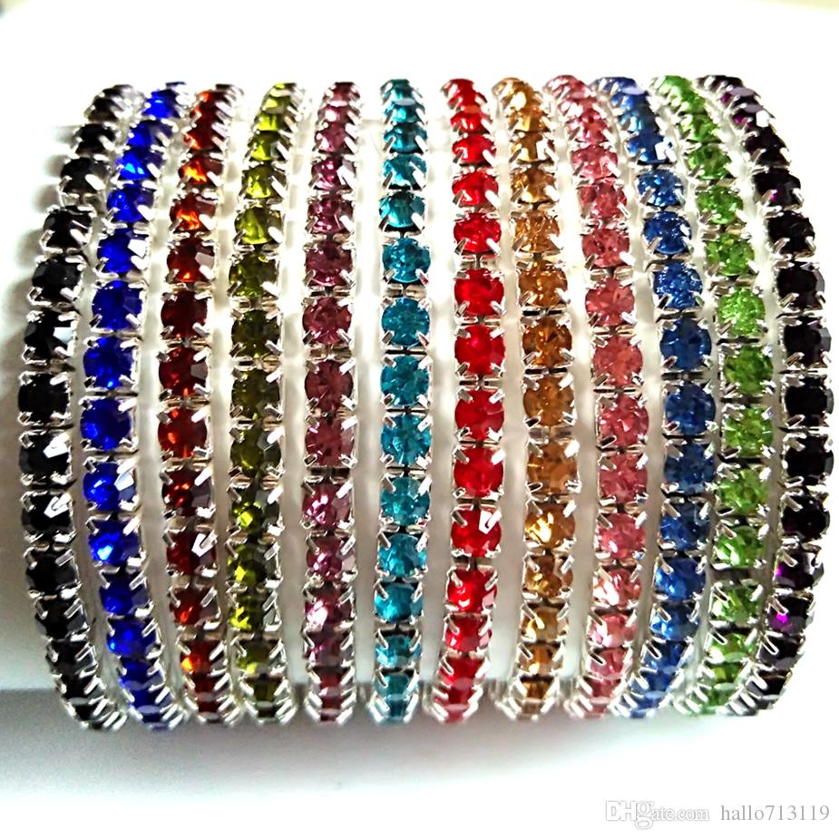 

50pcs Women's Girls Tennis Mix Elastic Crystal Bracelets Zircon Wristband Colorful Bangle Children Birthday Party Gift Friendship