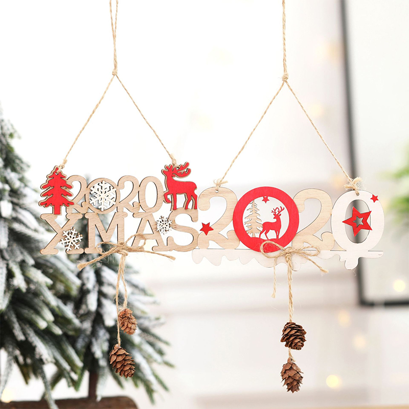 

2020 Xmas Wooden Ornament Christmas Decoration Pendant for Home 3D 2020 Xmas Christmas Tree Hanging Ornament Home Decoration