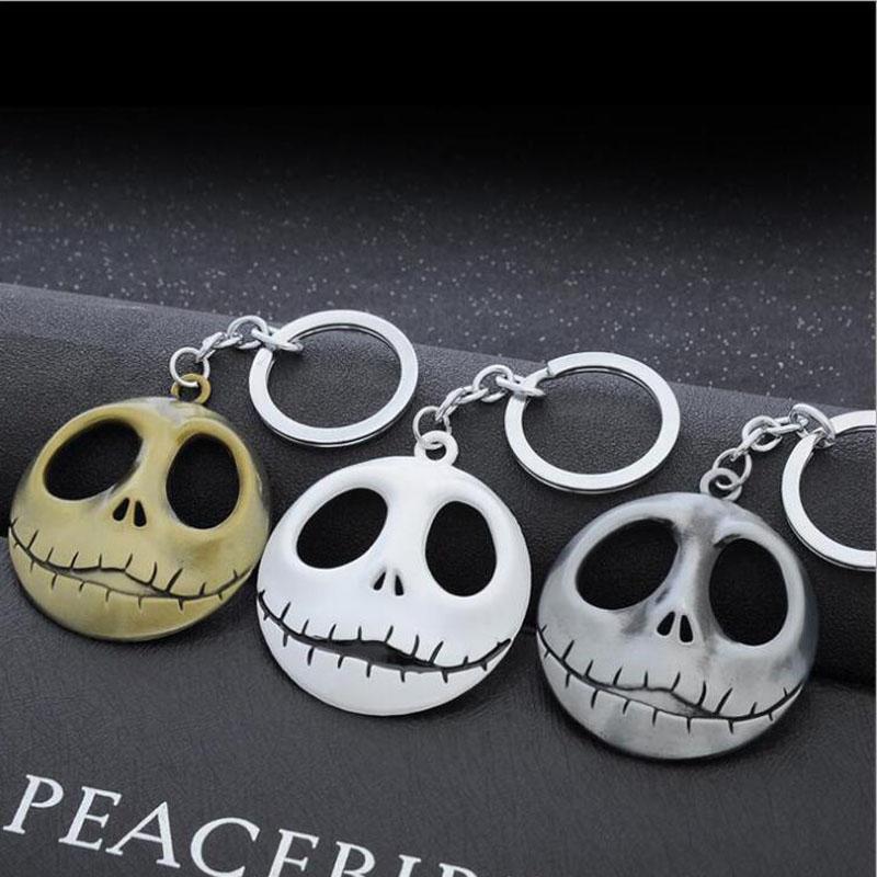 

10pcs/Lot Movie Jewelry Skull Head Skellington Men Key Chain The Nightmare Before Christmas Pumpkin King Santa Jack Key Ring Jewelry