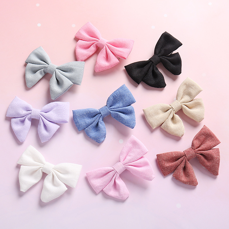 

Party Performance hair bows Barrettes Girls Bow Princess Hair Clips Childrens Solid Cotton Linen Hairpins Baby Hair Accessories M1705, Randomly send