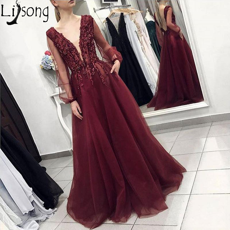 wine red evening gown