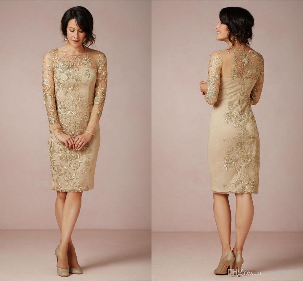 gold tea length formal dresses