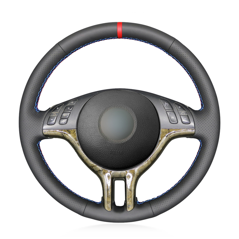 

Black Artificial Leather Car Steering Wheel Cover for E46 318i 325i 330ci E39 X5 E53 Z3 E36/7 E36/8