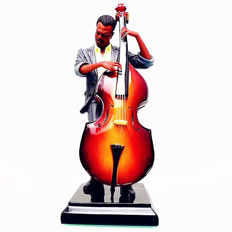 

Double Bass Statue Famous Music Figure Resin Craftwork Office Show Window Living Room Decoration Musician Souvenir