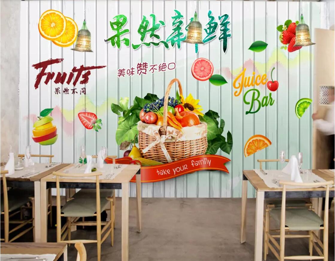 

3d wallpaper custom photo murals European and American fashion hand-painted cartoons really fresh fruit shop mural wallpaper for walls 3 d l, Picture shows
