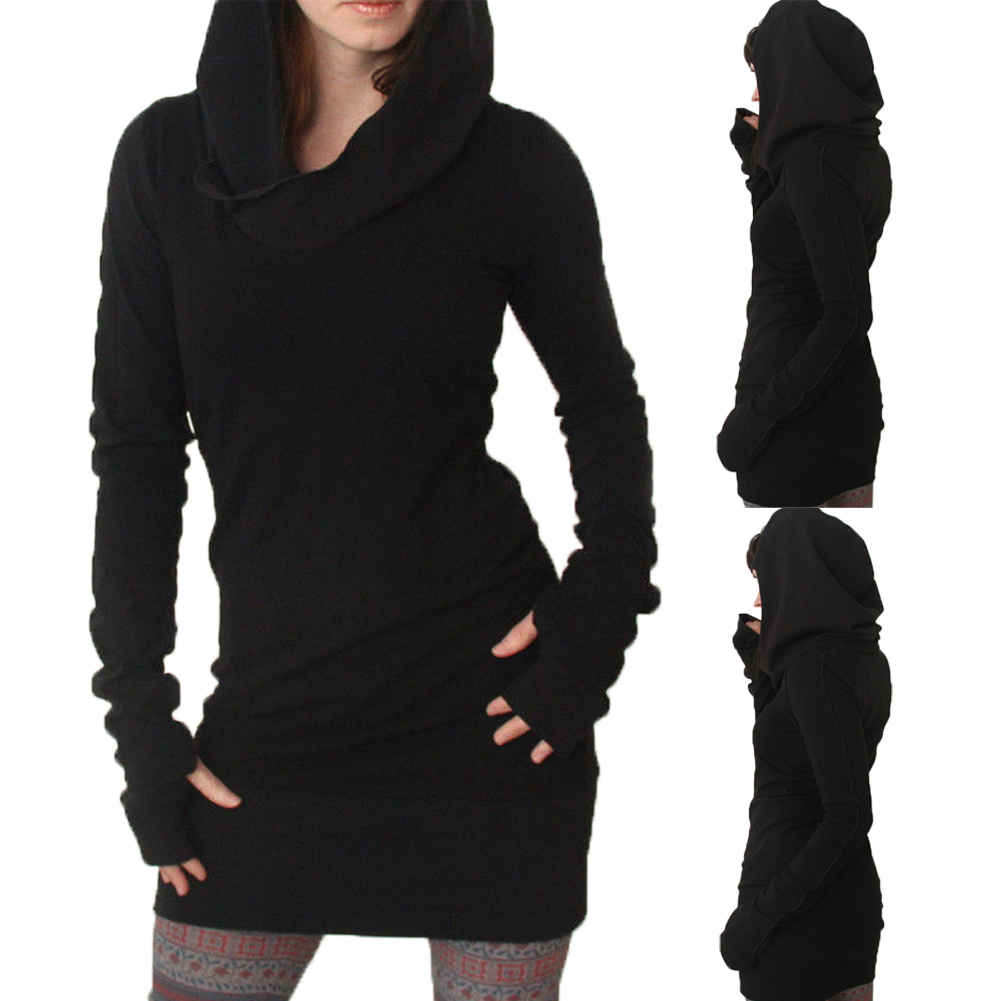 

Casual Lady Womens Clothes Spring Fall Hoodies Hoody Bodycon Long Sleeve Sweatshirt Fashion New Mini Dress Brief Fashion, Black