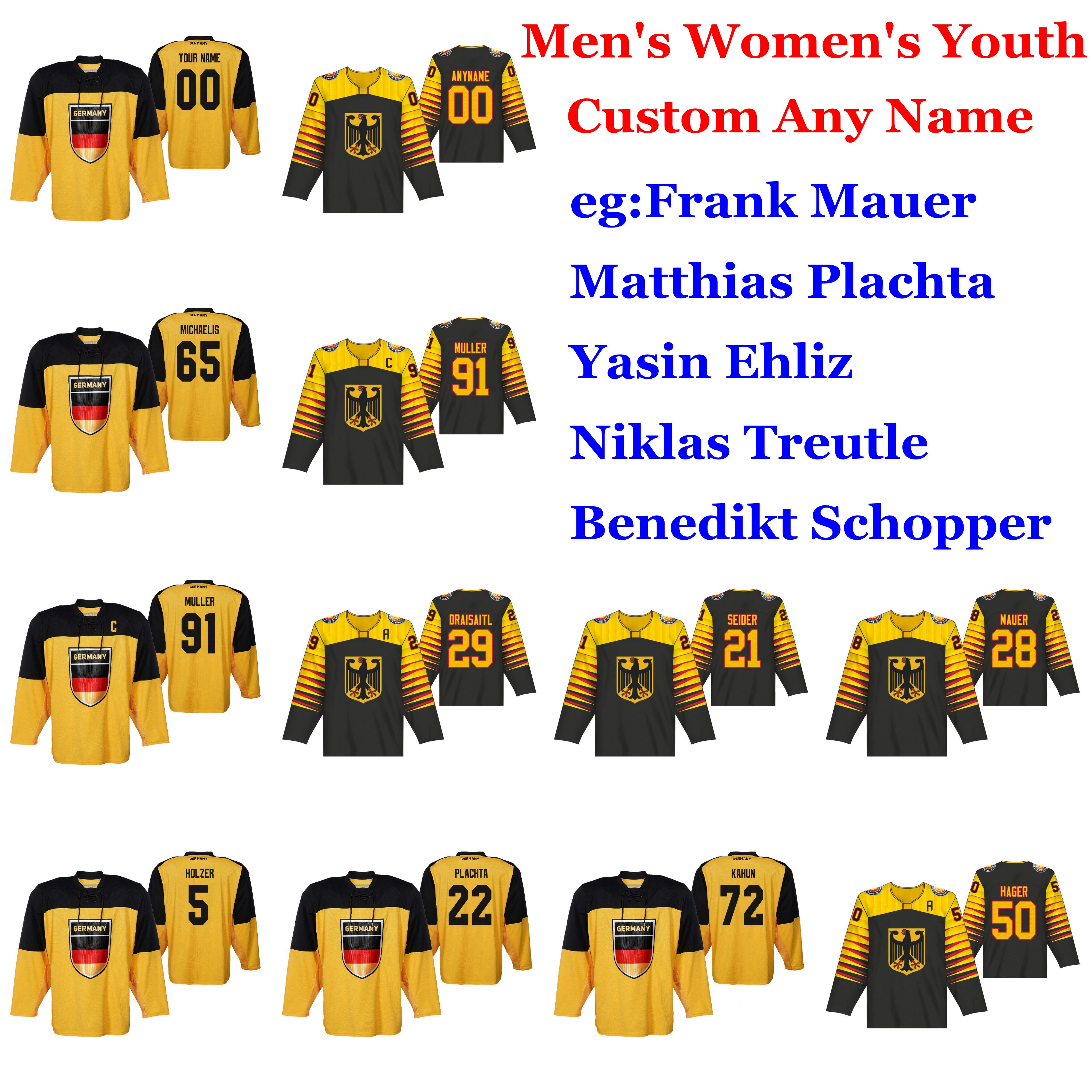 

Germany 2019 IIHF World Championship Hockey Jerseys Pfoderl Jersey Marc Michaelis Eisenschmid Gerrit Fauser Niederberger Custom Stitched, Womens black