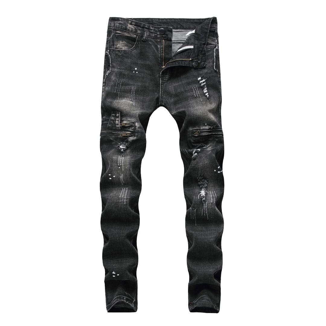 

Jean for Men Vintage Ripped Hole Cool Skinny Trousers 2019 Spring Summer Casual Hiphop Pencil Pants Plus Size, Black
