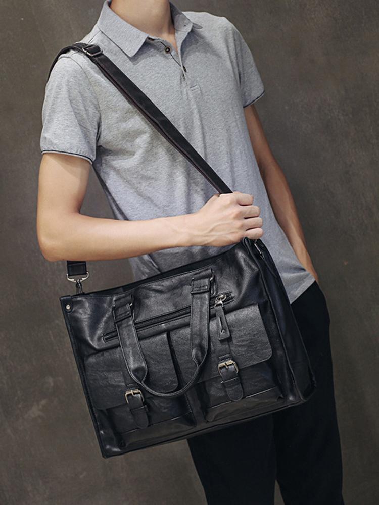 

leather laptop bag men black Briefcase 15.6" Fashion Business Bags vintage Casual mens computer bag office bags for men, Brown