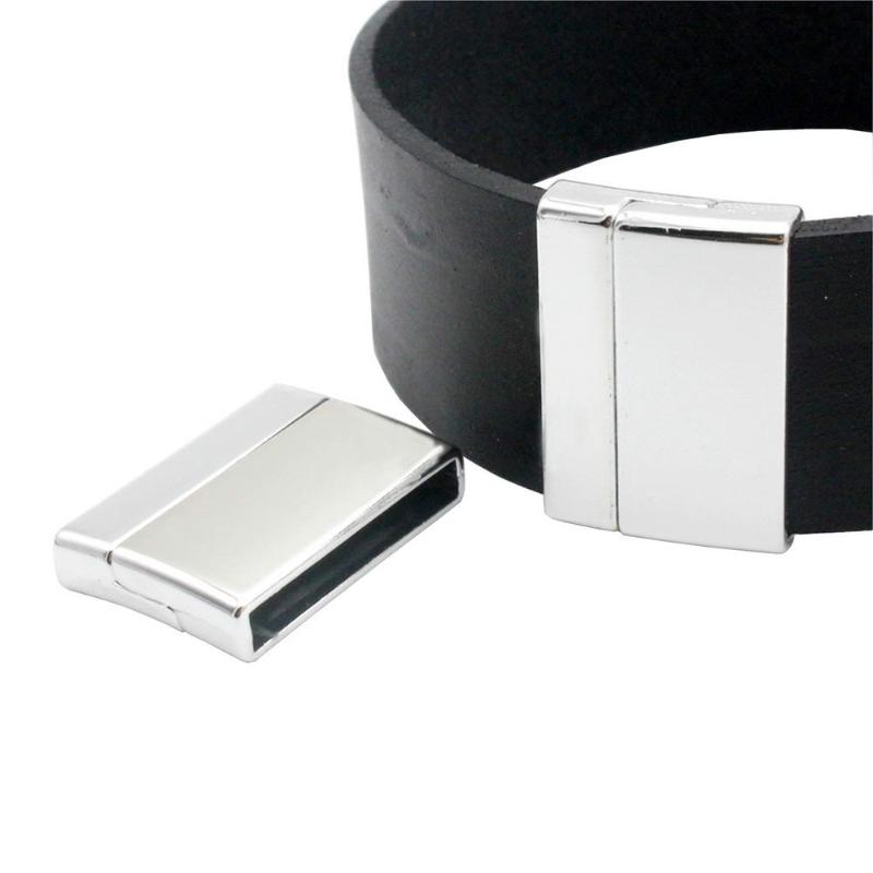 

Other 2 Sets 25mmx3mm Hole Matte Silver Magnetic Clasp, Curved Clasp For Bracelets