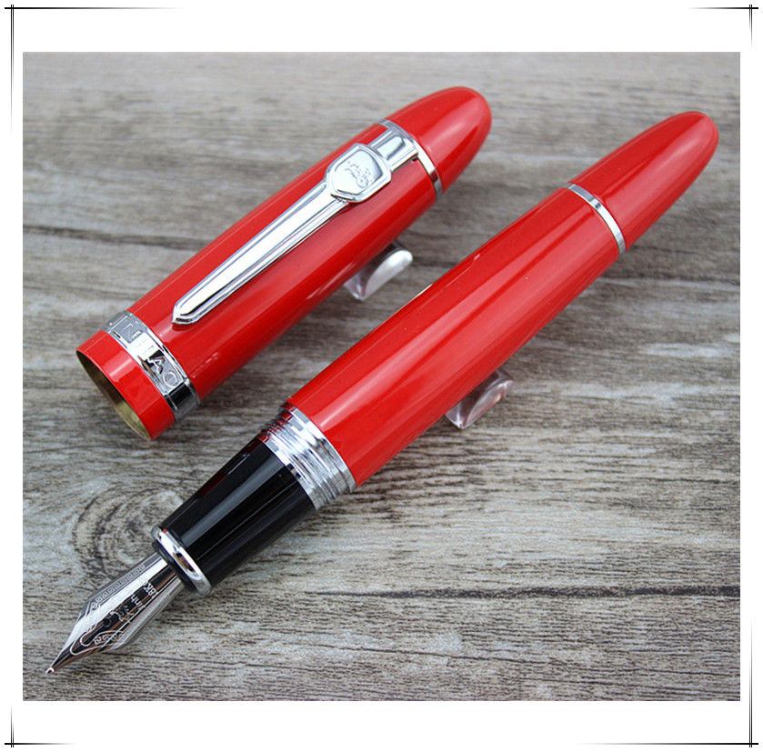 

Jinhao 159 Metal Barrel Fountain Pen Ink Pens Calligraphy Practice Writing Business Pens Office School Supplies With Gift Pouch, Red