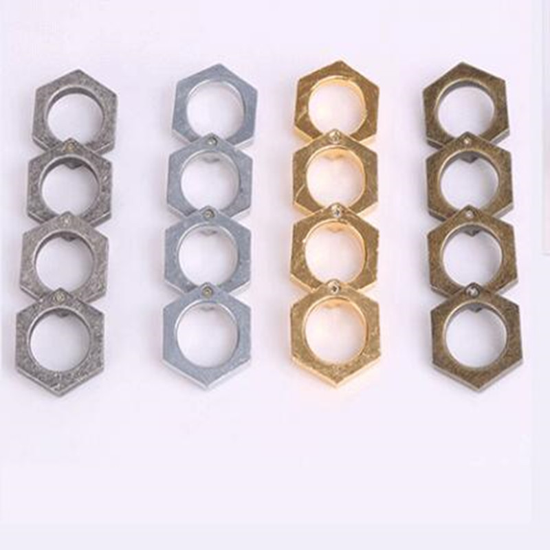 

2pcs Boxing Protective Gear Hexagon Retro Alloy Brass Knuckle Duster Outdoor Women and Men Defense Hand Tools Tactical Gear