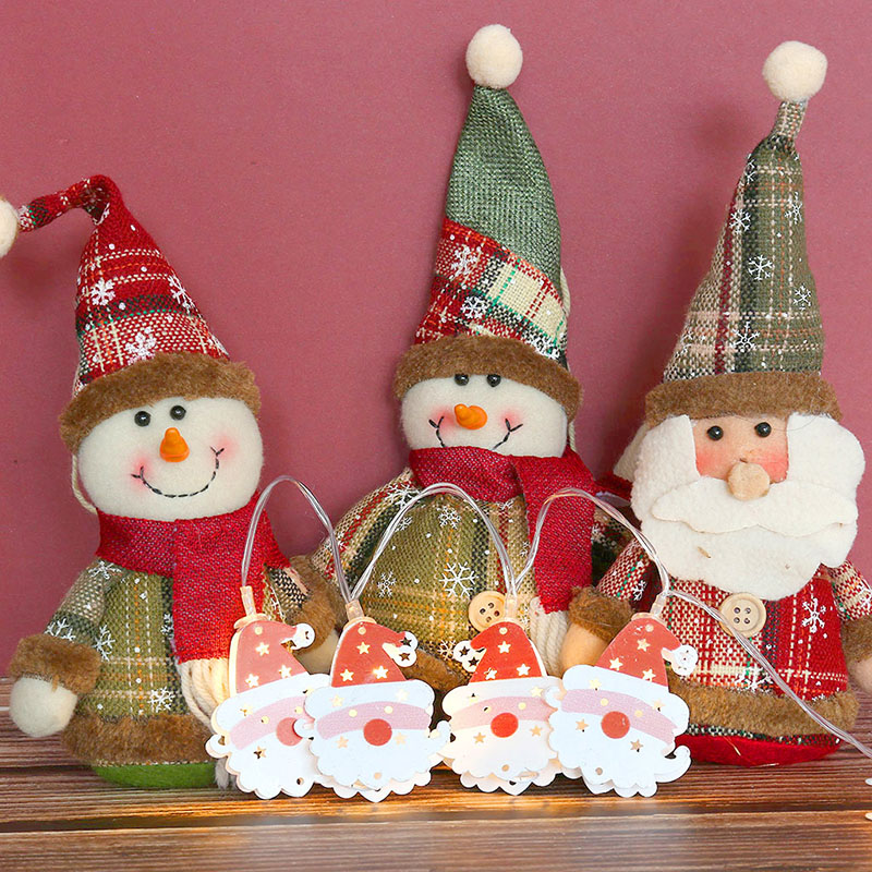 

10LED Metal double-sided Santa Claus LED Light String Garland Battery Box Device New Year Christmas Decorations for Home Christmas Ornament