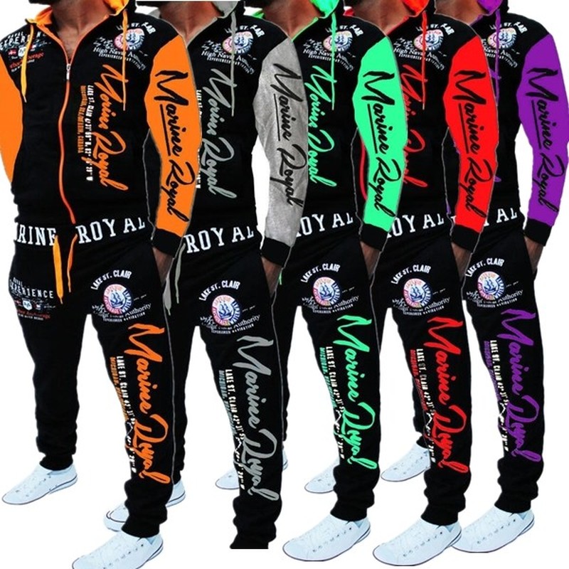 

ZOGAA Men Track Suits Hooded Jacket Sweatsuit Sports Suits New Sportswear Men' Jogger Sets Printed Tracksuit Men Clothes, Gray