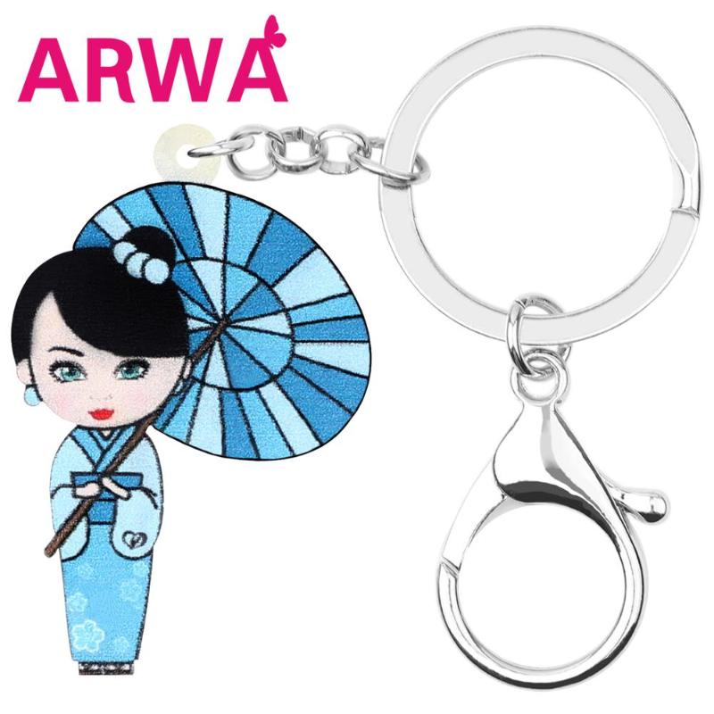 

ARWA Acrylic Sweet Japanese Doll Keychains Keyring Long Key Chain Jewelry For Women Girls Kids Trendy Gift Bag Car Accessories