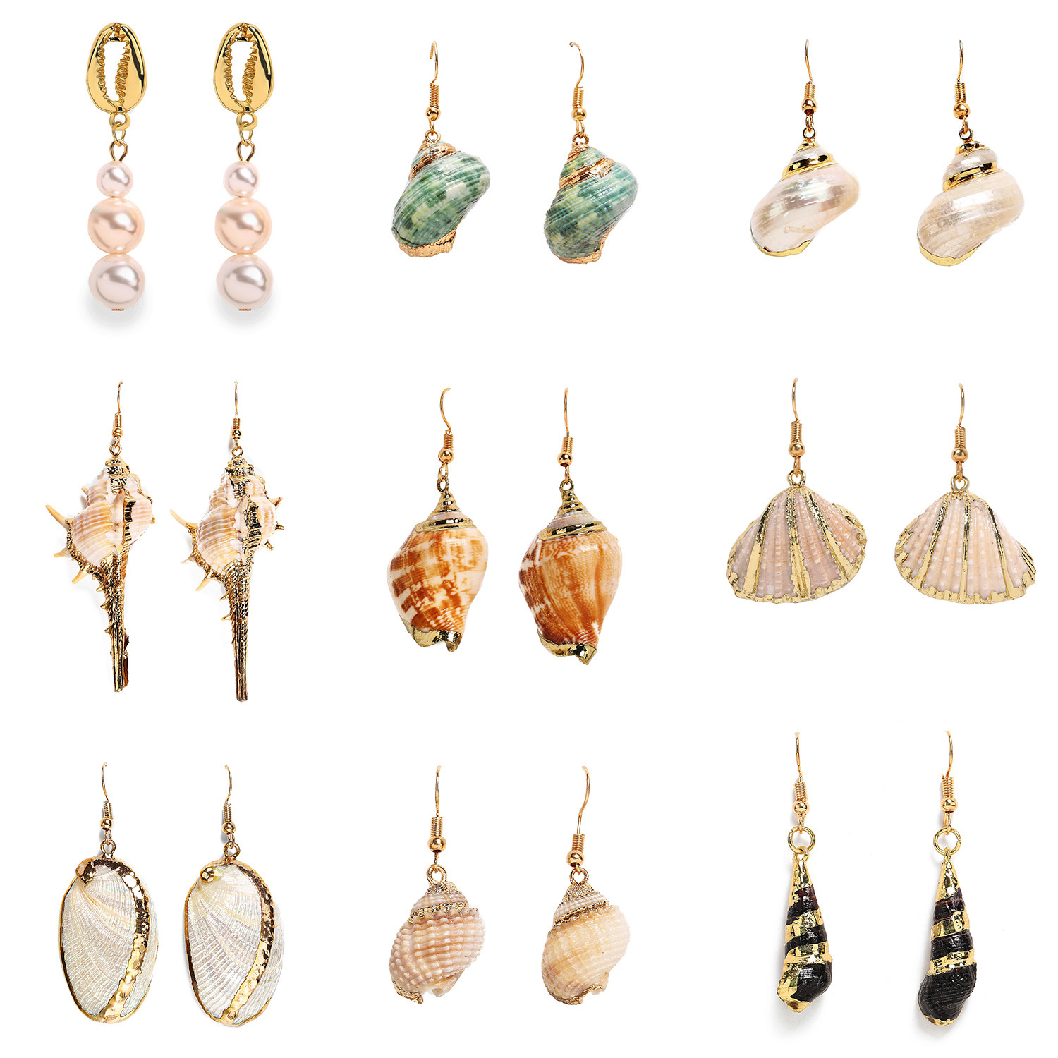 

Originality Colour Shell Gold-plated Edge Earrings Sandy Beach Conch Earring