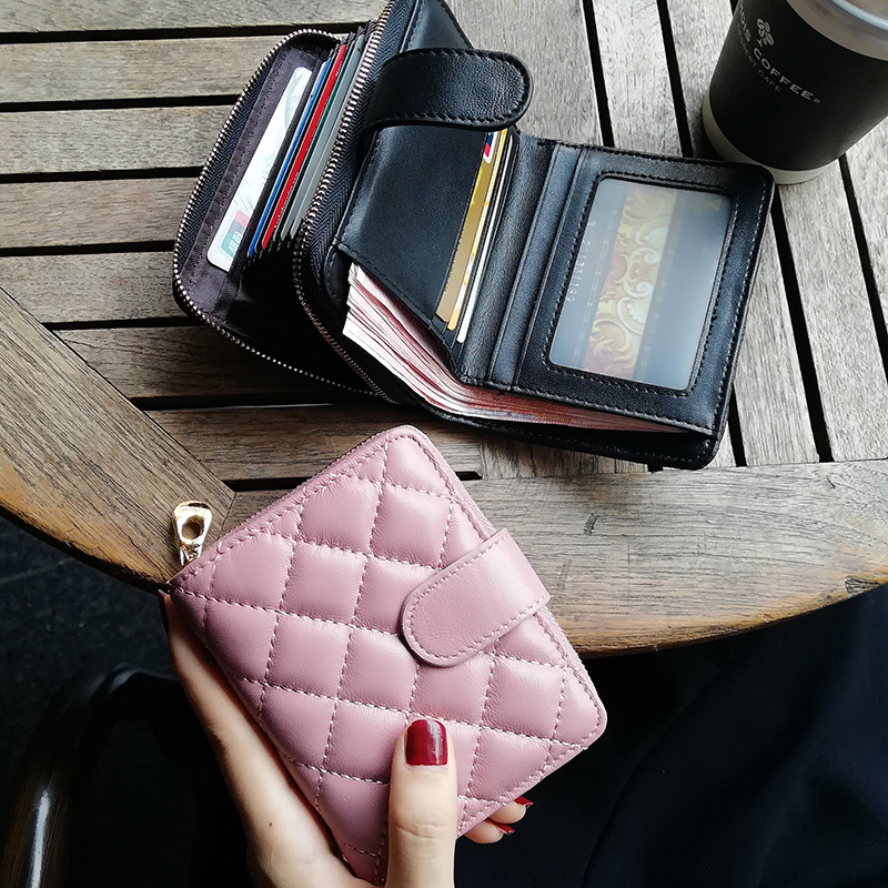 

Women's Wallet Lambskin Genuine leather Card Holder 17 Bits Case Credit ID Passport Business Card Handbags classic Purse