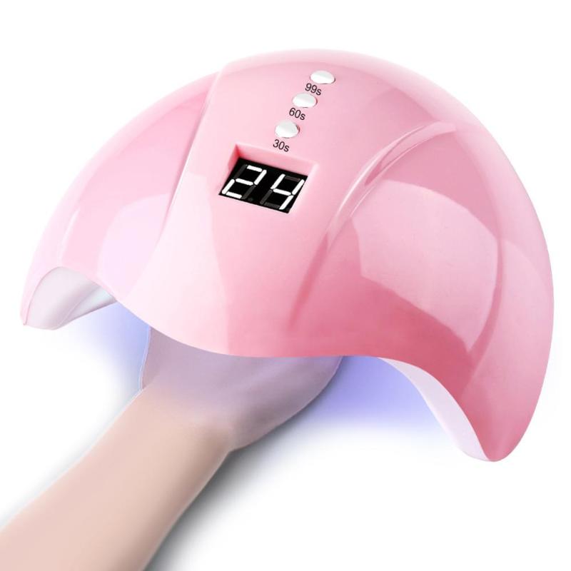 

UV LED Nail Gel Lamp Quick 36W Infrared Sensor Dry Machine Curing 12LEDS Nail Art Dryer Manicure Tools Kit 30s/60s/99s, Pink