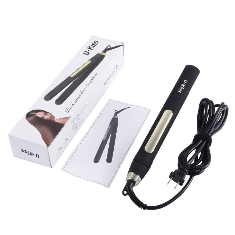 

U-Kiss Ultra Thin Digital LCD Display Screen Titanium Plate Swivel Cable Traightening Curling Touch Screen Hair Straightener