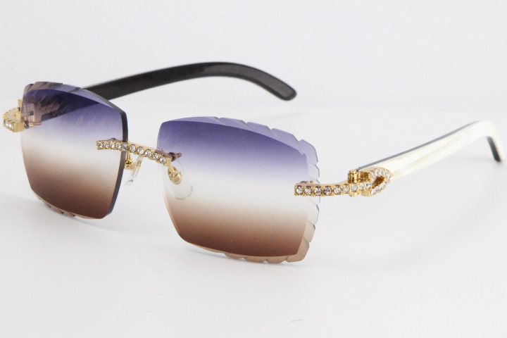 

Wholesale Big Stones Rimless White Inside Black Buffalo Horn Sunglasses Large Square Unique Oversized Shapes Fanciful Eyewear gold metal frame