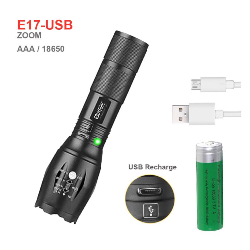 

New USB Rechargeable XM-L T6 LED 3800lm torch light 500m Zoomable 18650 waterproof lights