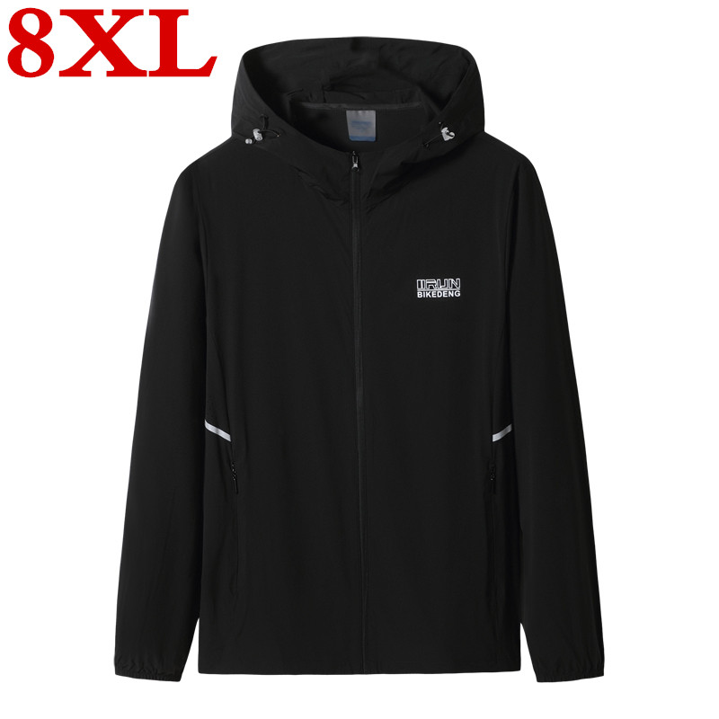 

2020 new Spring and summer plus size 8XL 7X Mens Coat New Hooded Business Thin Jackets Casual Style Fashing Jacket, Black