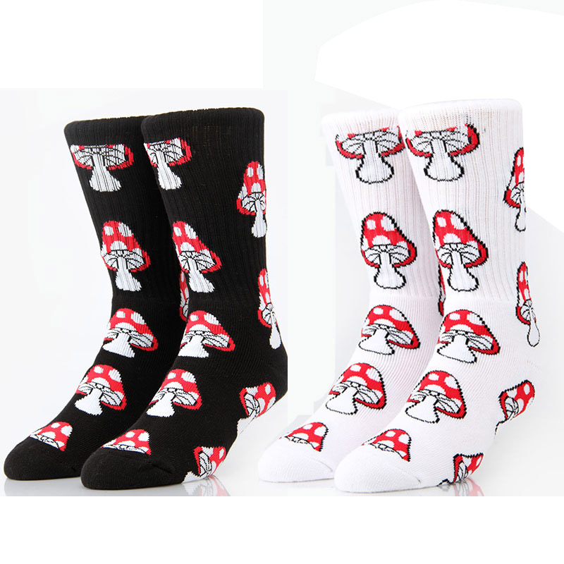 

NEW Fashion Cartoon Retro Mushrooms Socks Men Women High quality Cotton Elite Hip Hop Socks men's Brand, Black